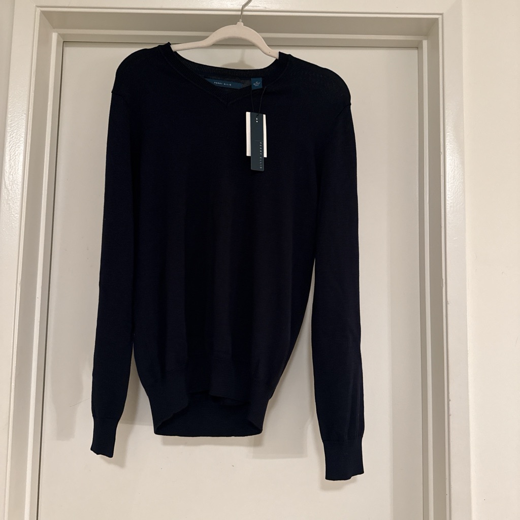 Perry Ellis Navy V-Neck Sweater